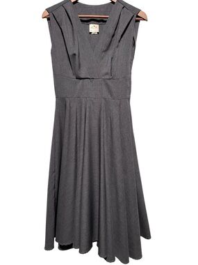 HEART OF HAUTE Dark Academia Fit Flare Midi Dress Retro Swing XS